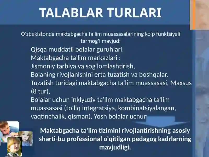 Maktabgacha ta’lim tashkiloti tarbiyachisi shaxsiga qo’yiladigan asosiy talablar 2
