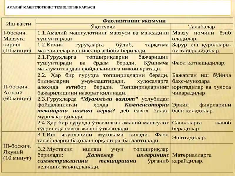 "НИВЕЛИРНИ КОМПЕНСАТОРИНИ ТЕКШИРИШ УСУЛЛАРИ" 2