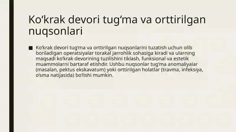 Ko‘krak devori tug‘mava orttirilgan nuqsonlari 2