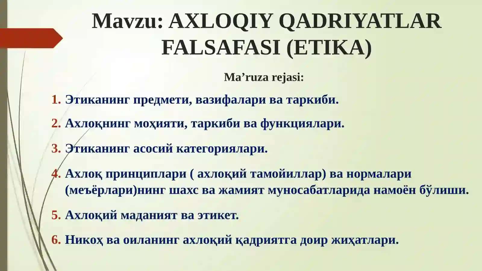 AXLOQIY QADRIYATLAR FALSAFASI (ETIKA) 2
