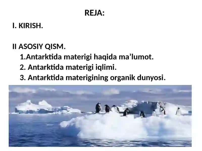 ANTARKTIDA MATERIGINING IQLIMI VA ORGANIK DUNYOSI 2