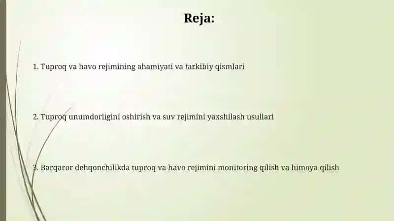 Tuproq va havo rejimini yaxshilash 2