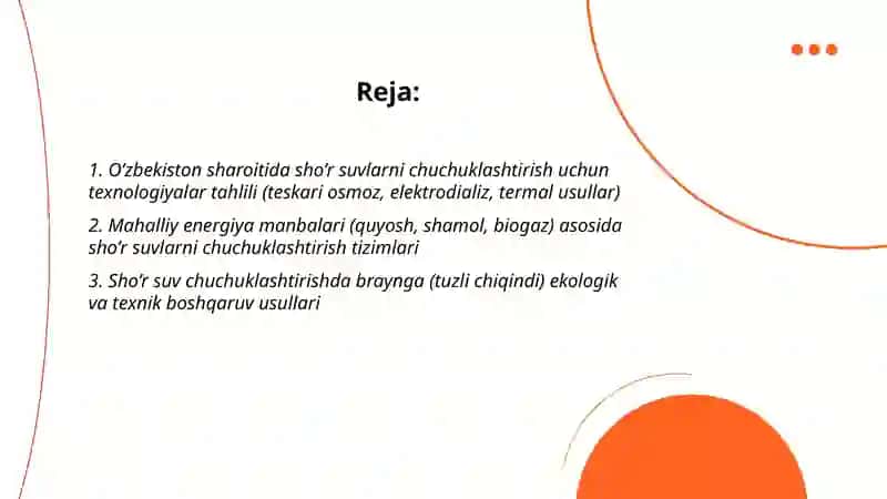 O’zbekiston sharoitda sho’r suvlarni chuchuklashtirish g’oyasini yaratish 2