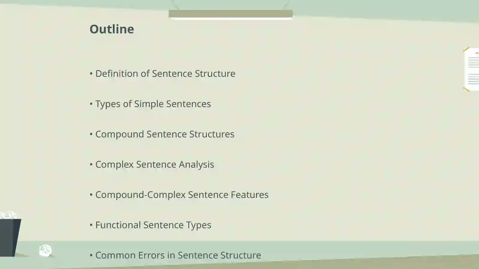 The structural classification of sentences in English 2