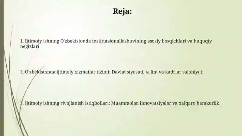Ijtimoiy ishning O'zbekistonda institutsionallashuvini 2