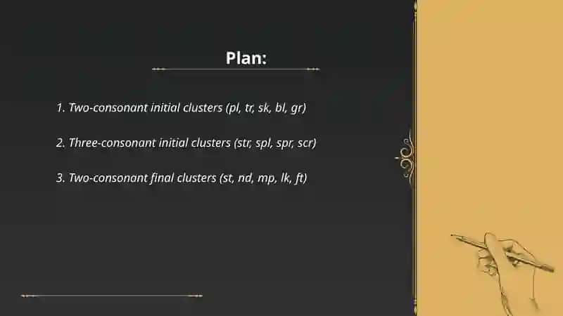 Consonant cluster, letter combinations 2