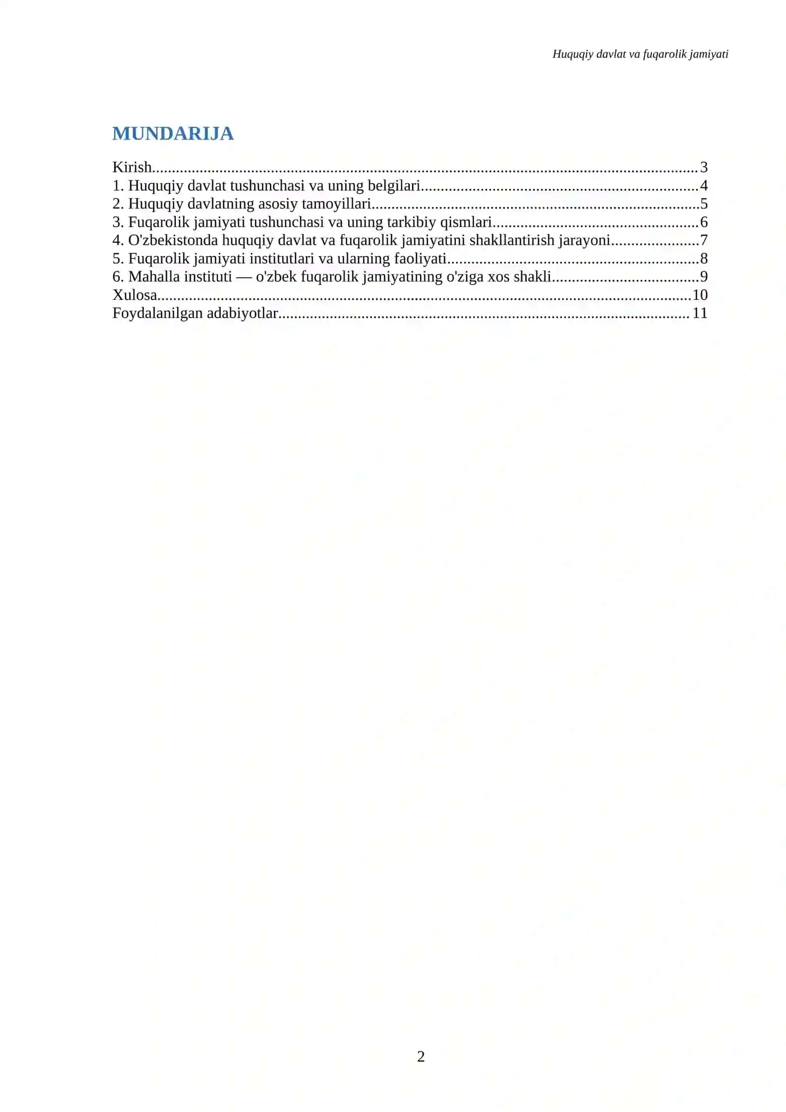 Referat Huquqiy davlat va fuqarolik jamiyati 2
