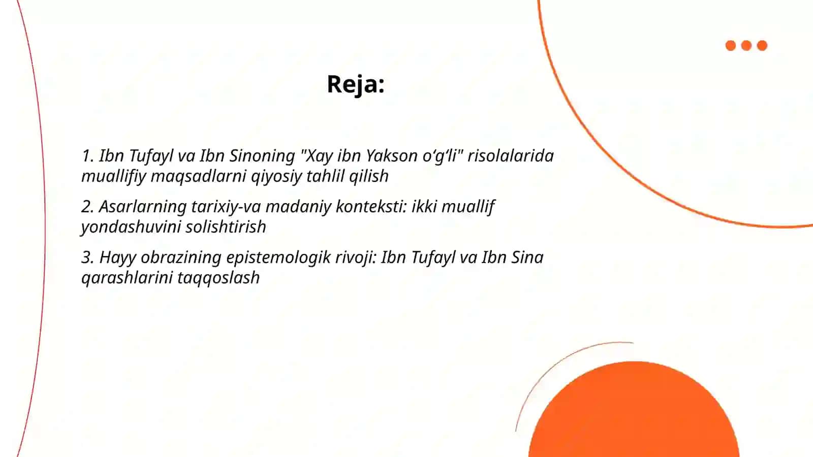 Ibn Tufayl va Ibn Sinoning "Xay ibn Yakson oʻgʻli" risolalarida muallifiy maqsadlarni qiyosiy tahlil qilish 2