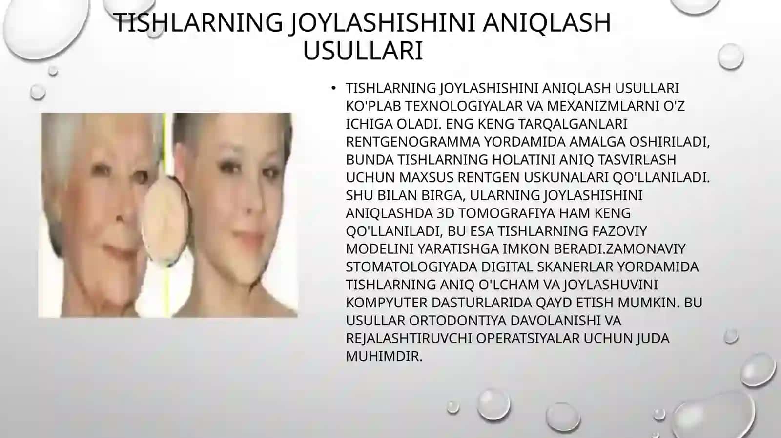 Umumiy amaliyot shifokor-stomatologining an’anaviy, raqamli texnologiyalar usullarini bilishi va sun’iy intellektdan to’liq olinadigan tish protezlarini tayyorlashning estetik jihatlarini bilishi 2