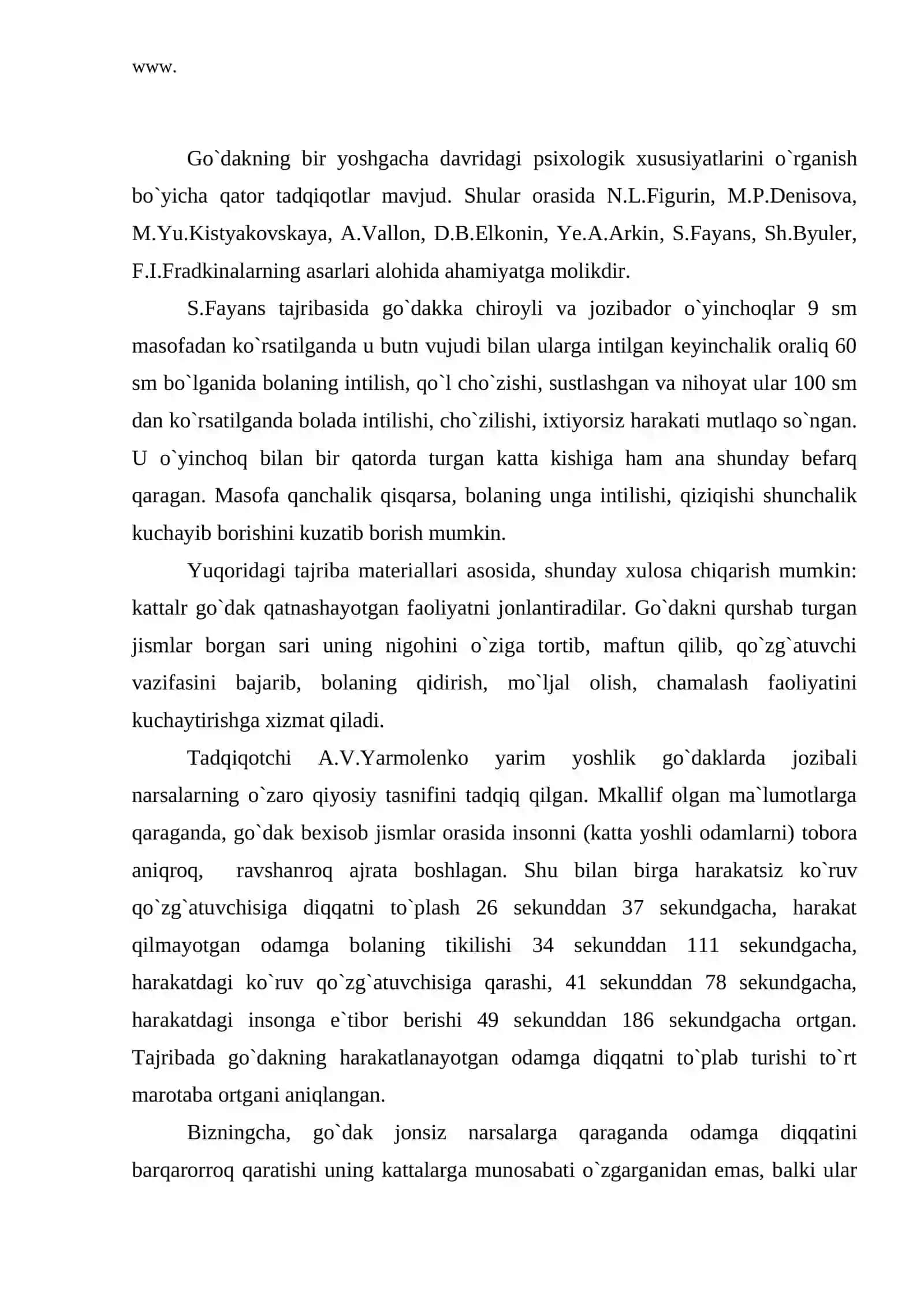 Go`daklik davri bo`yicha psixologik nazariyalar 2