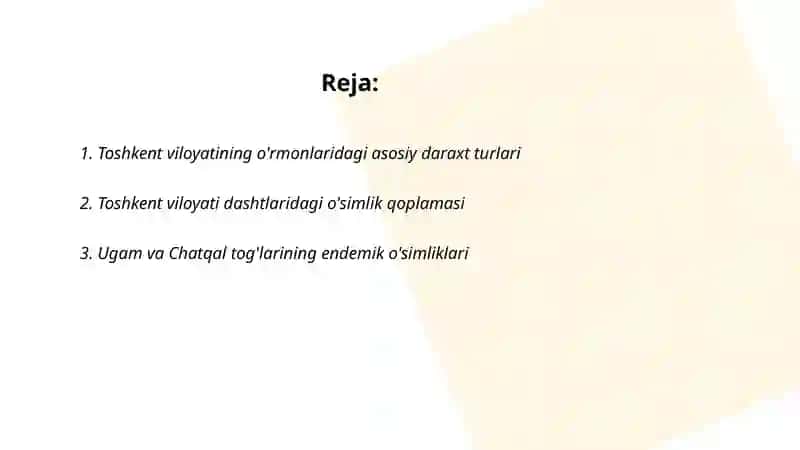 Toshkent viloyati ósmiklik va hayvonlar 2