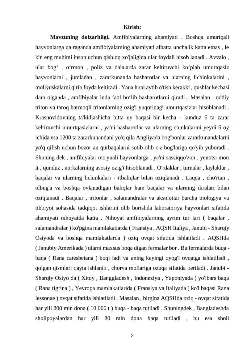 Amfibiyalar sinfining ekologiyasi va evolyutsiyasi 2