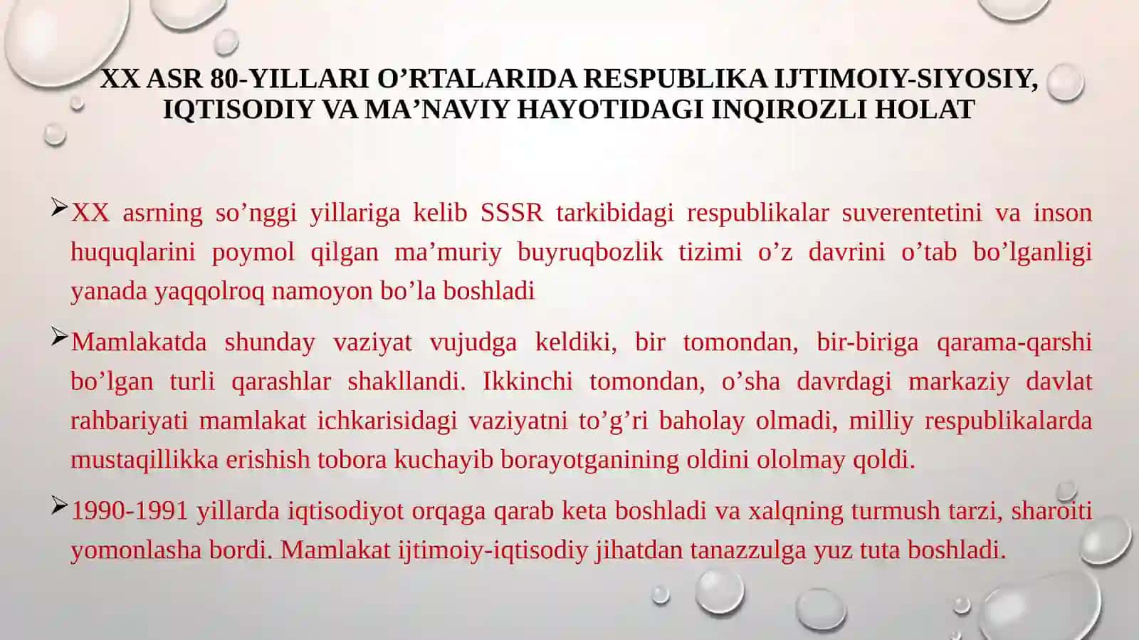 XX asr O'zbekistonida siyosiy, iqtisodiy, ijtimoiy tanazzul 2