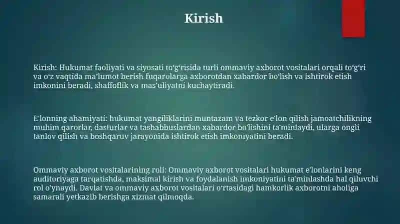 San’At Sohasidagi Yangiliklarni Ommaviy Axborot Vositalarida E’Lon Qilish 2
