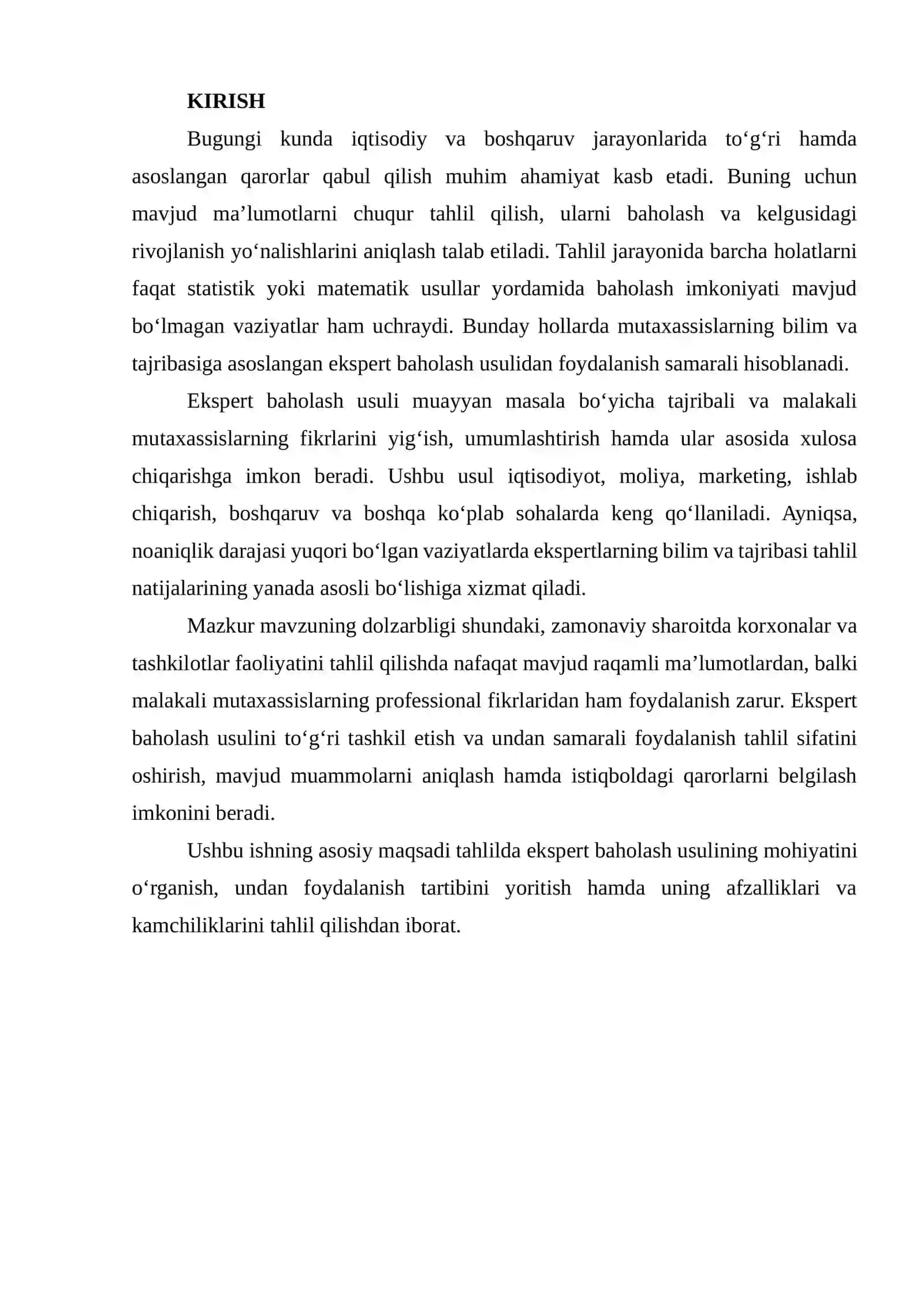 Tahlilda ekspert baholash usulining qo‘llanilishi 2