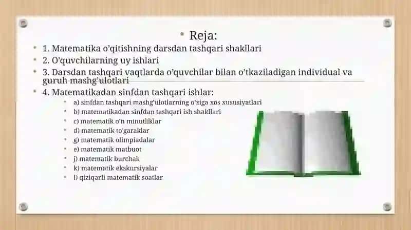 O’quvchilarni uy va zifalari uni taskil qilishga qo’yilgan talablar xatolar ustiga ishlash 2