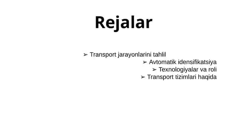 Transport jarayonlarini avtomatik identifikatsiyalash 2