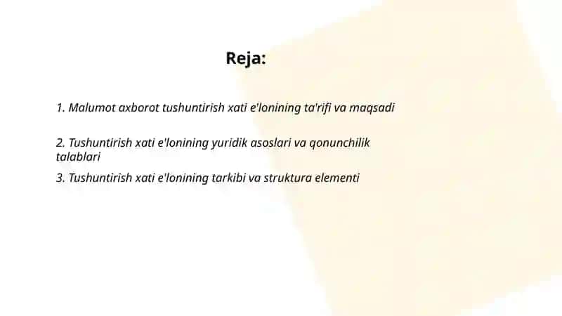 Malumot axborot tushuntirish xati e'lon 2