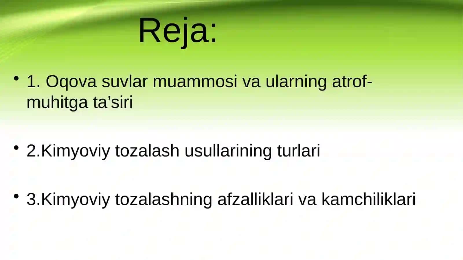 Oqova suvlarni kimyoviy usul bilan tozalash 2