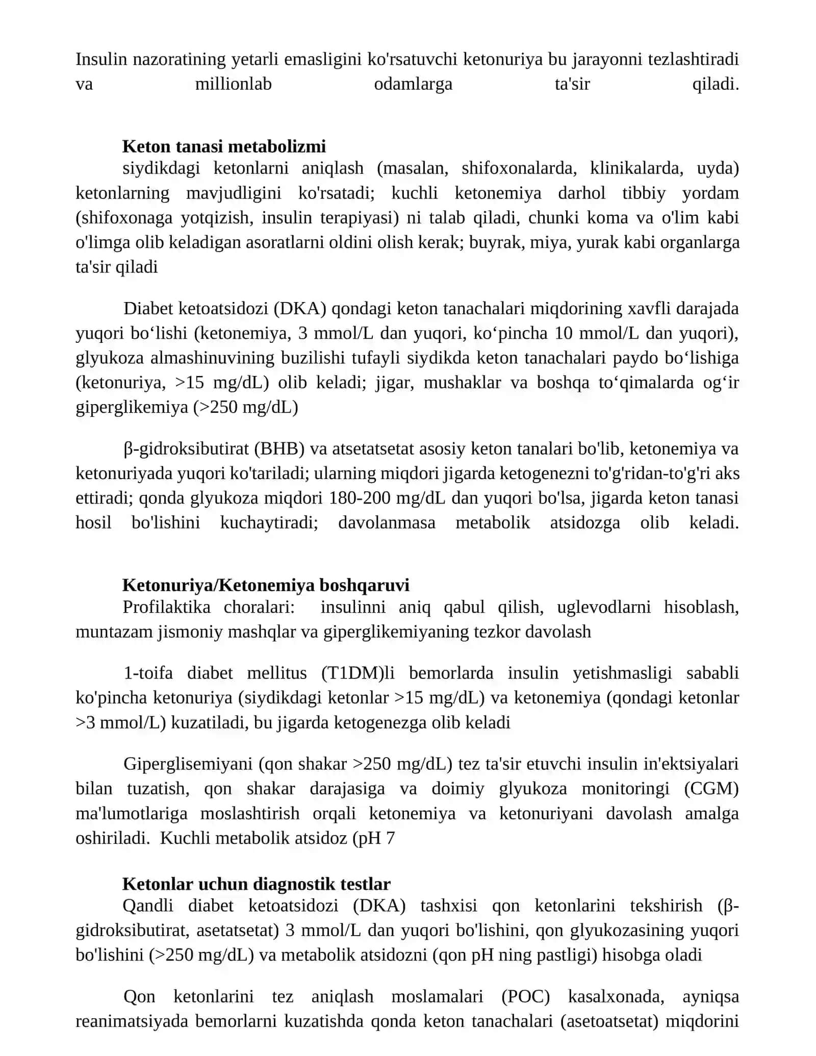 Qandli diabet va ochlikda ketonuriya va ketonemiya 2