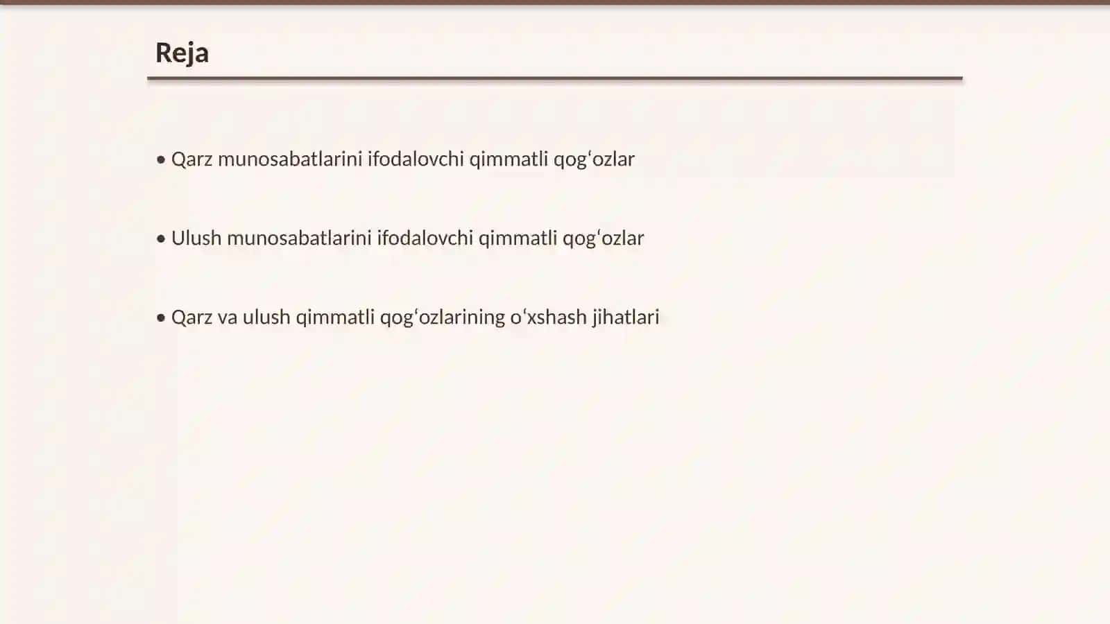 Qarz va ulush munosabatlarini ifodalovchi qimmatli qogʻozlar 2