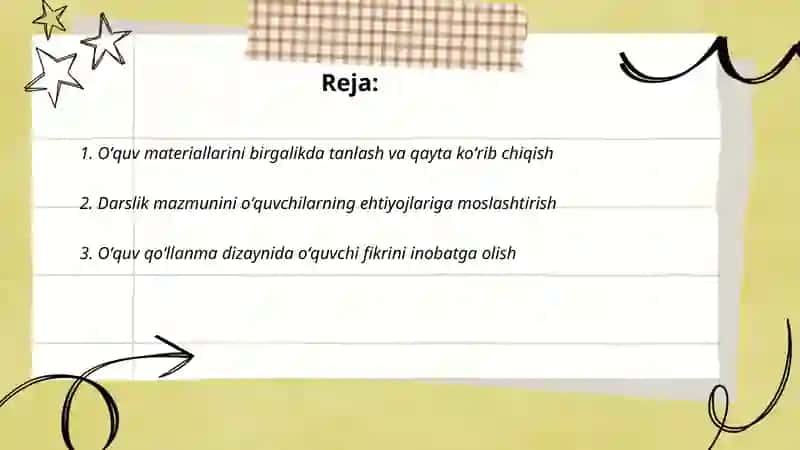 Darslik va oʻquv qoʻllanma ustida ishlash jarayonida oʻqituvchi va oʻquvchi hamkorligi 2