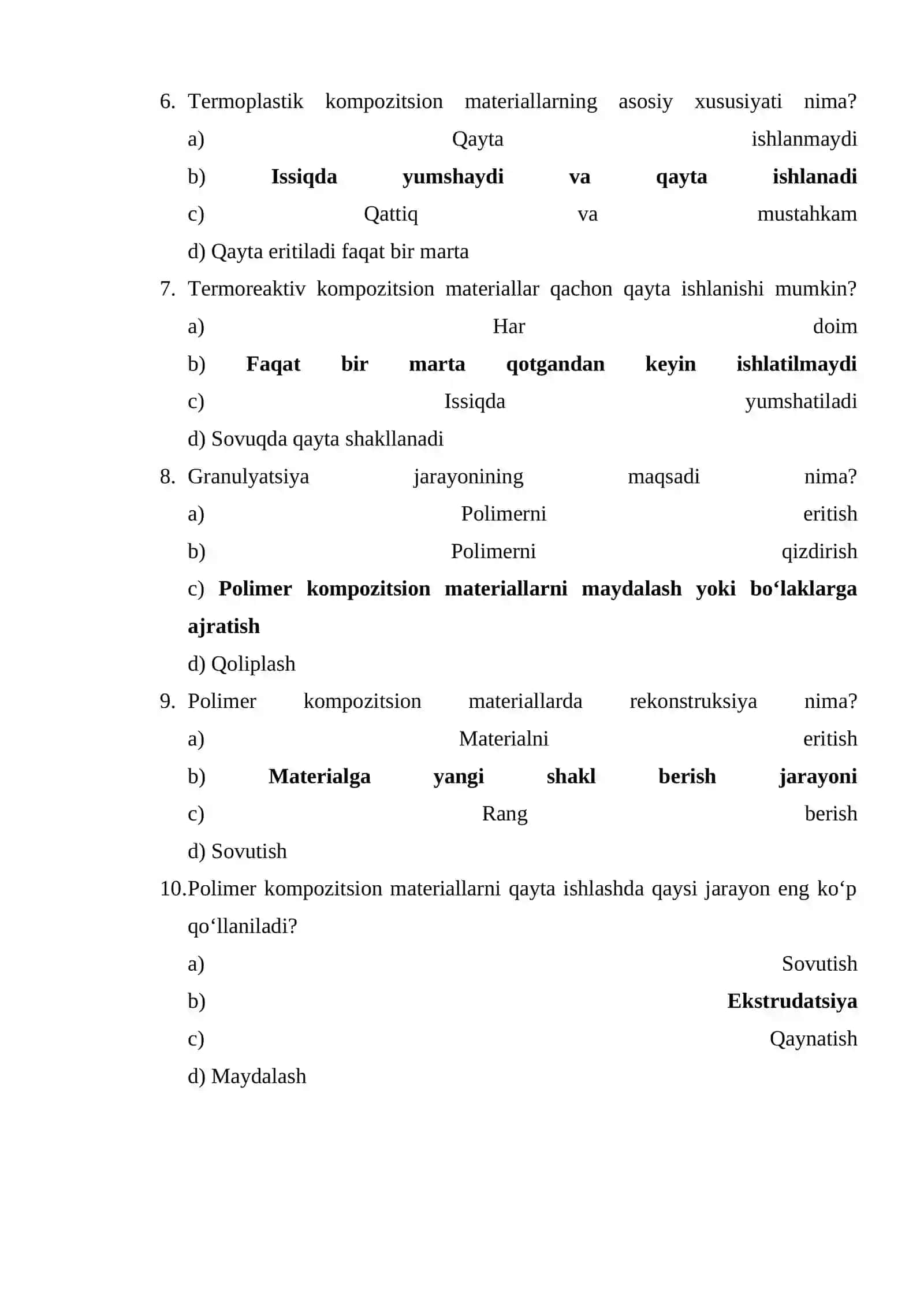 11-Ma’ruza: Polimer kompozitsion materiyallarni qayta ishlash 2