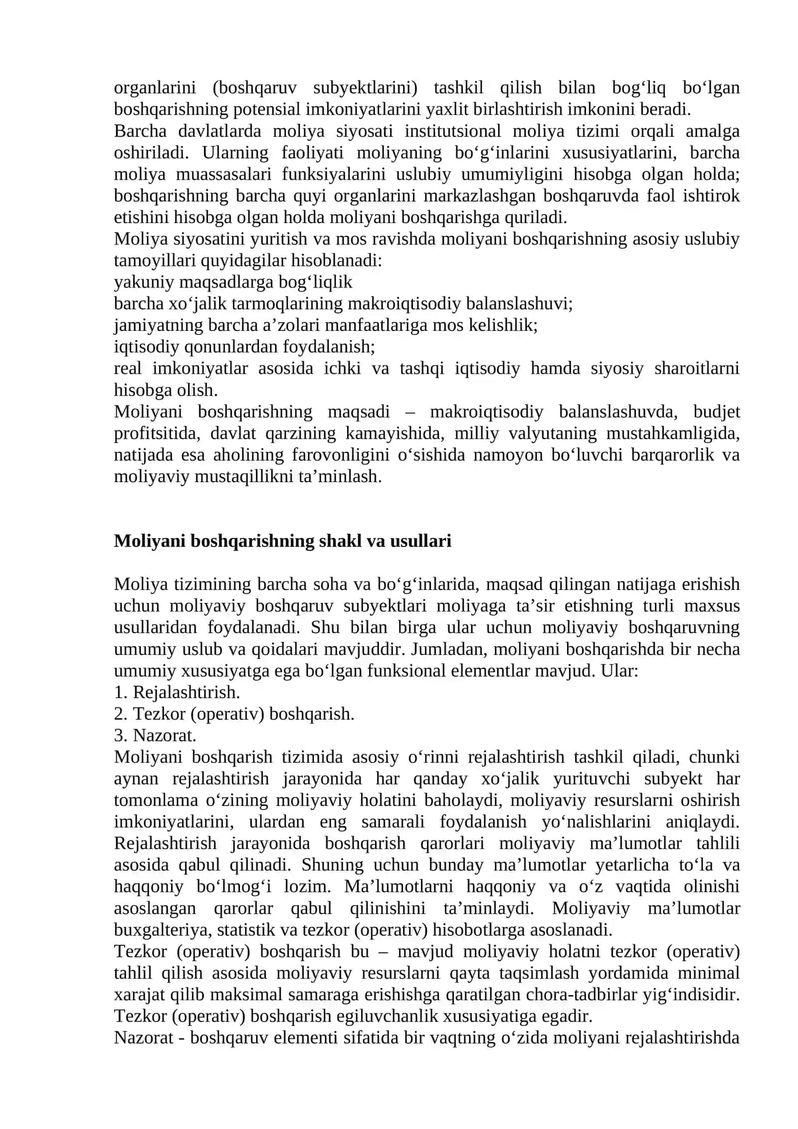Moliyani boshqarish va nazorat 2