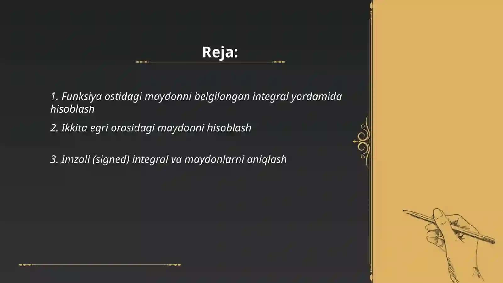 Aniq integralning geometrik tatbiqlari 2