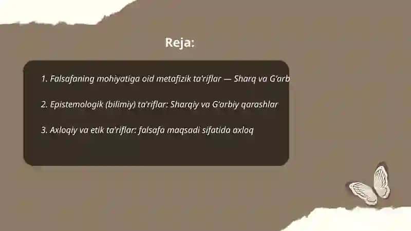 Falsafaning mohiyatiga oid Sharq va Gʻarb mutafakkirlari ta'riflarini tasniflash 2