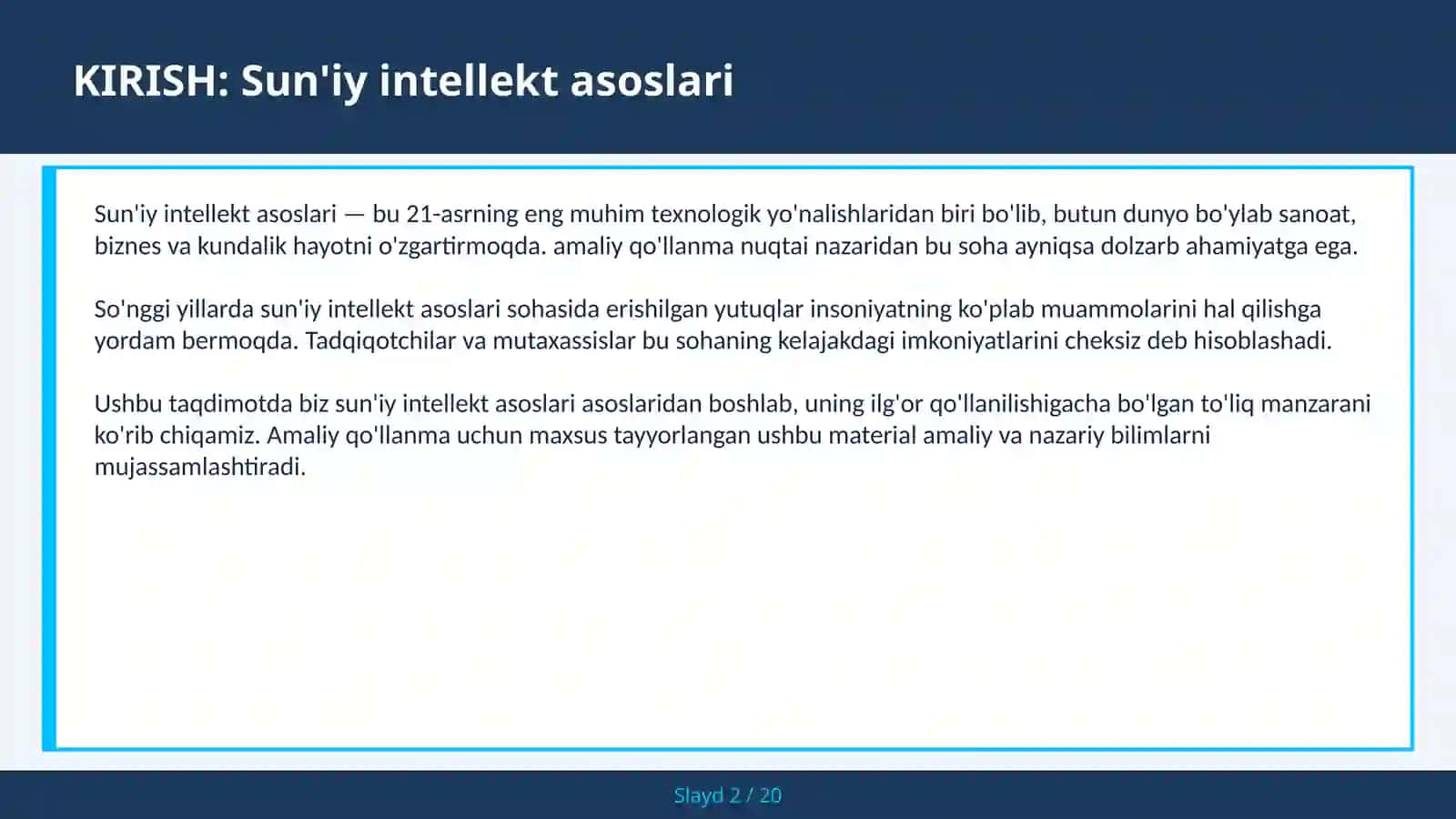 SUN'IY INTELLEKT ASOSLARI 2
