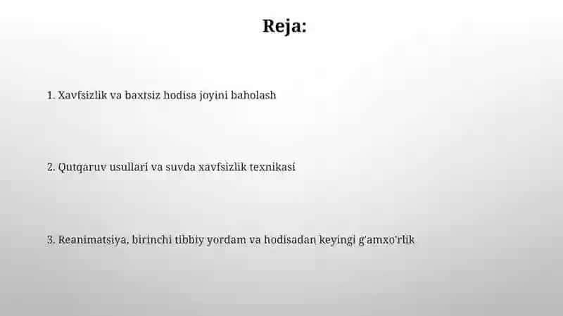 Xavfsizlik qoidalari va baxtsiz hodisa joyini baholash 2