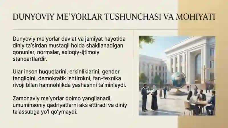 Diniy tashkilotlarning zamonaviy dunyoviy meʼyorlarga moslashuvining ahamiyati 2