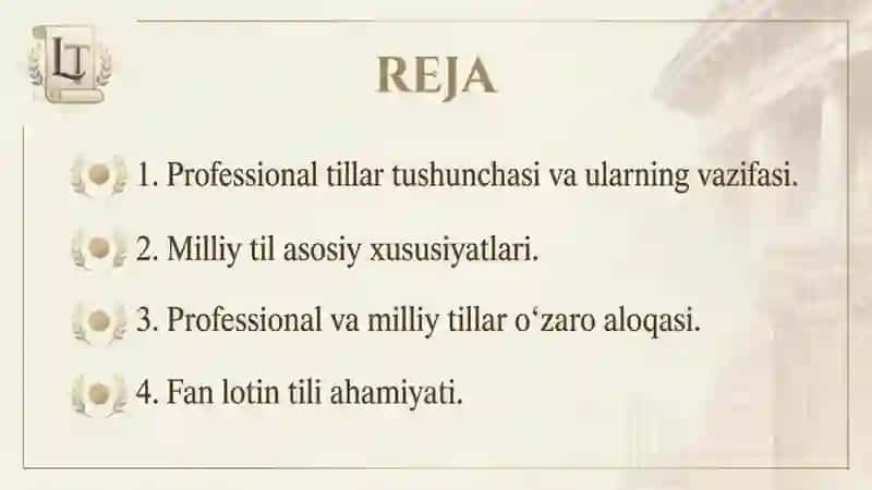 Professional tillar va ularning. Milliy. Tilda asosiy xususiyatlarii 2