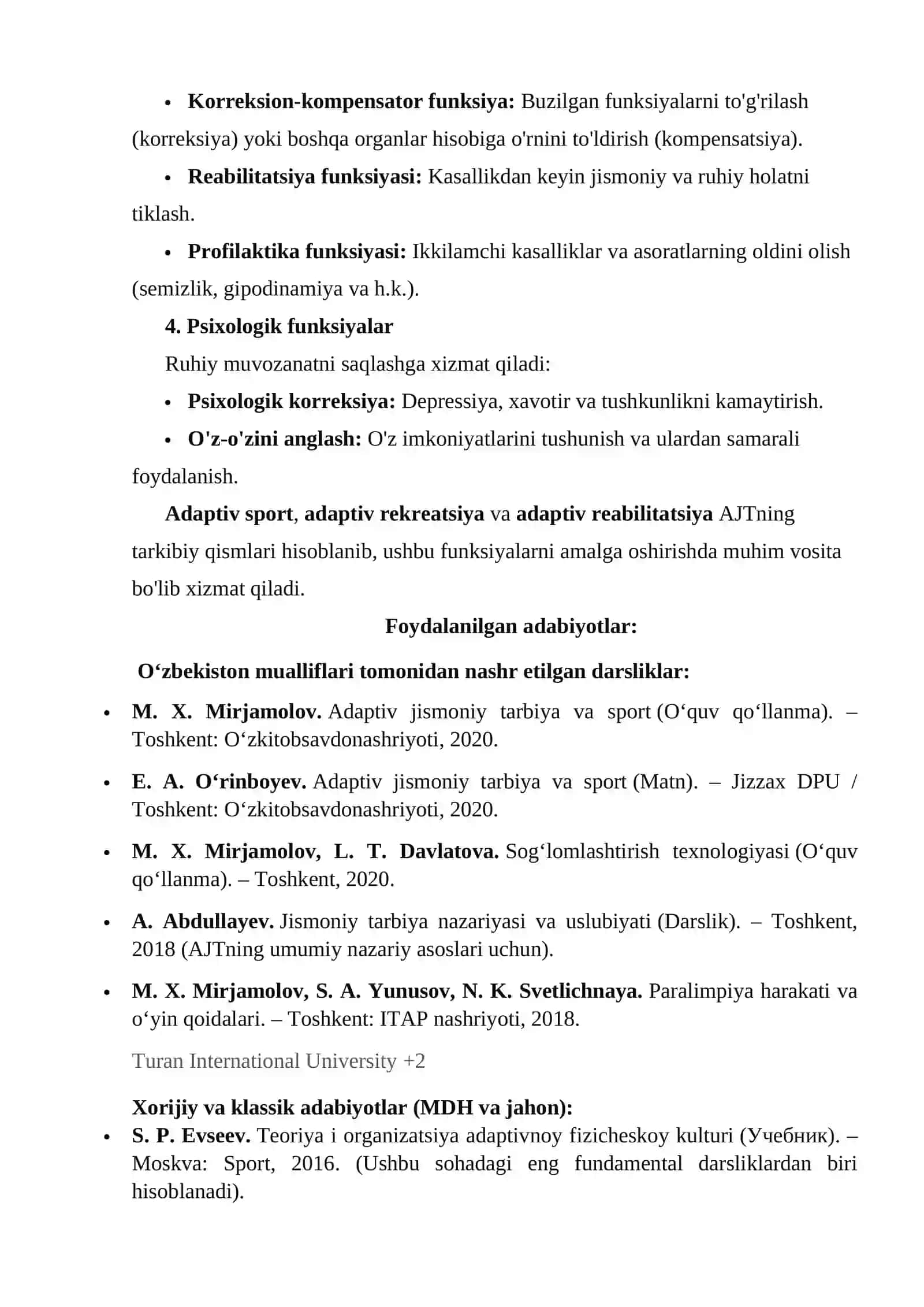 ADAPTIV JISMONIY TARBIYANING FUNKSIYALARI 2