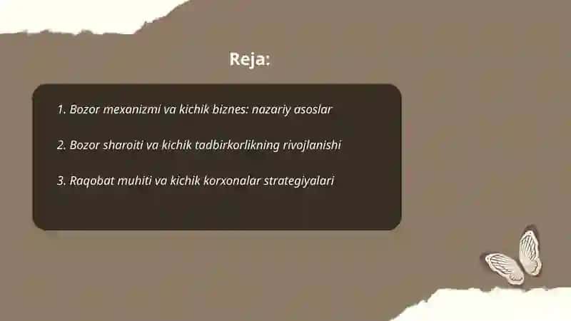 Kichik biznes va tadbirkorlikni rivojlashtirishning bozor mexanizmi 2