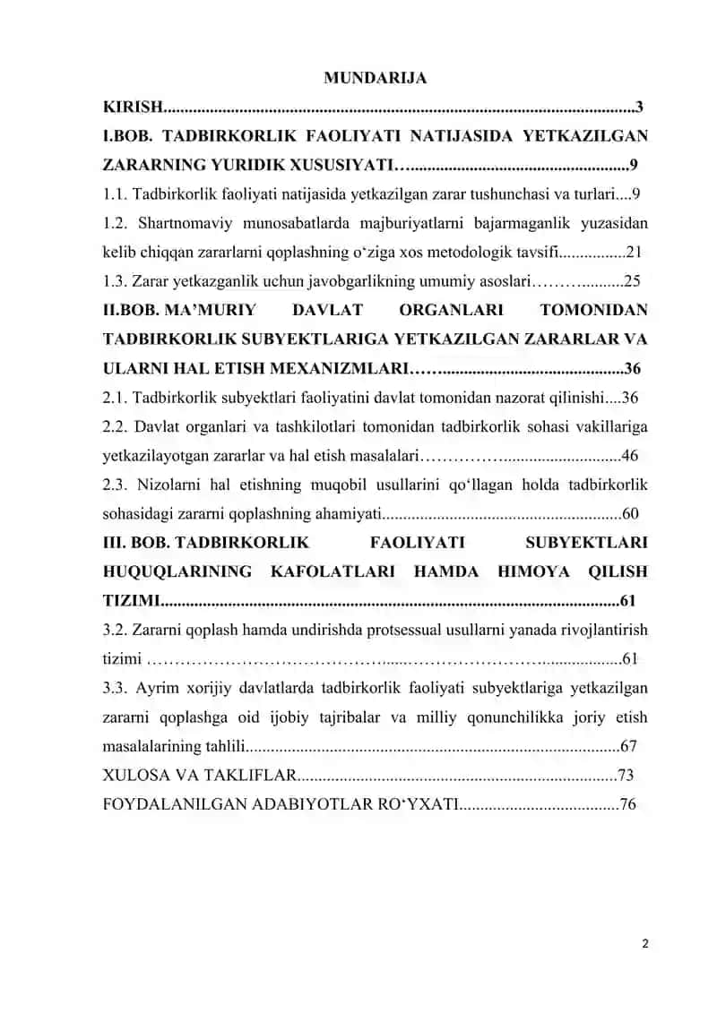 TADBIRKORLIK SOHASIDA ZARARLARNI QOPLASH – HUQUQLARNI HIMOYA QILISH SHAKLI SIFATIDA 2