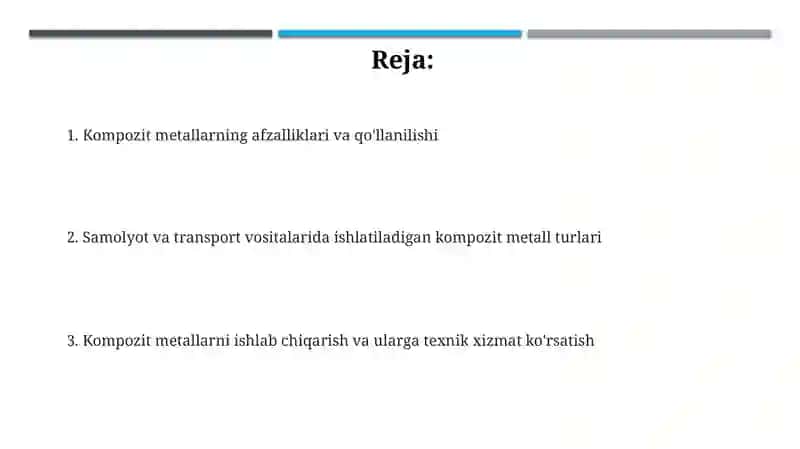 Kompozit metallar (samalyot va mashinalari) 2