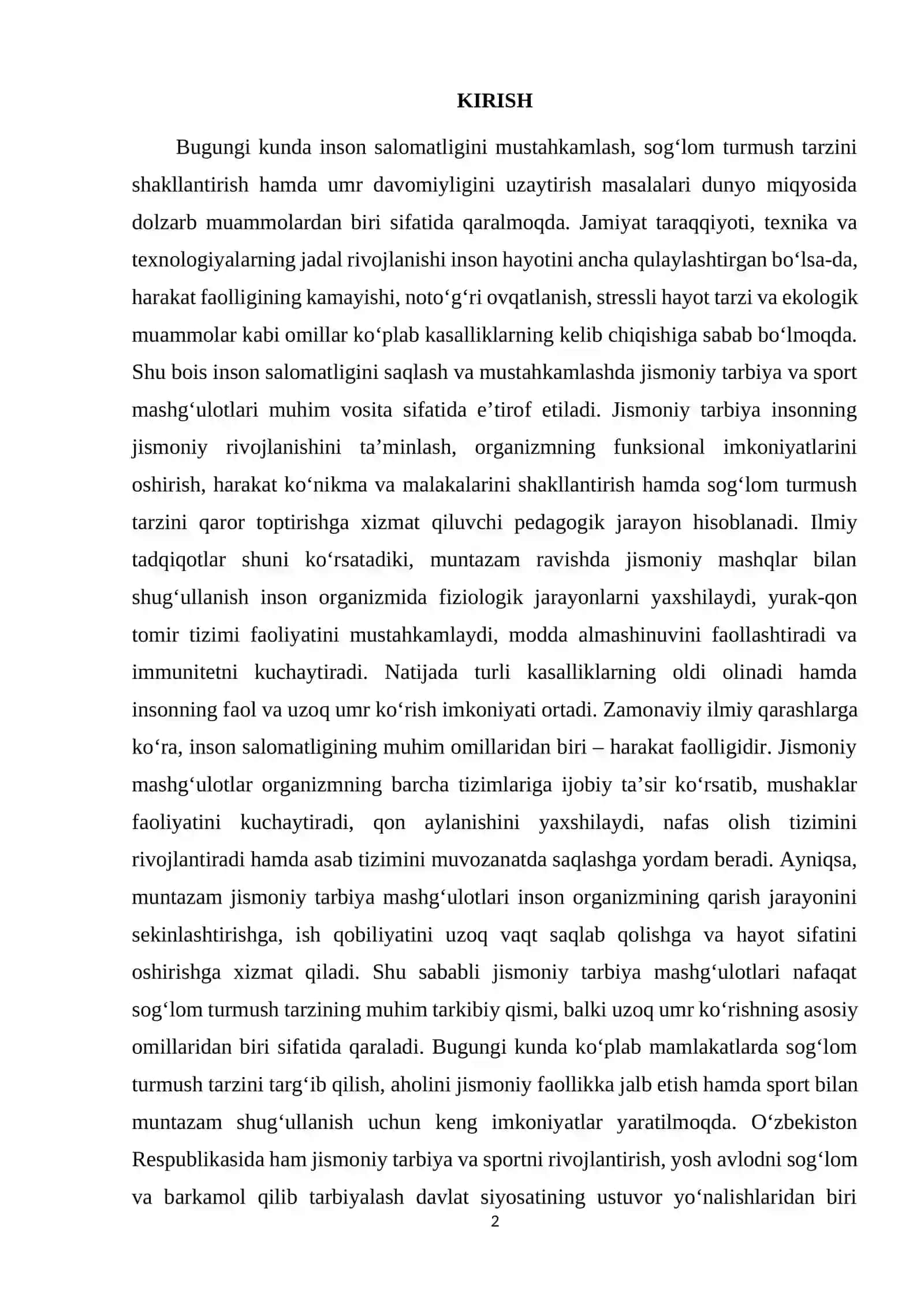 Jismoniy tarbiya mashg’ulotlari uzoq umr ko’rishning asosiy omili sifatida 2
