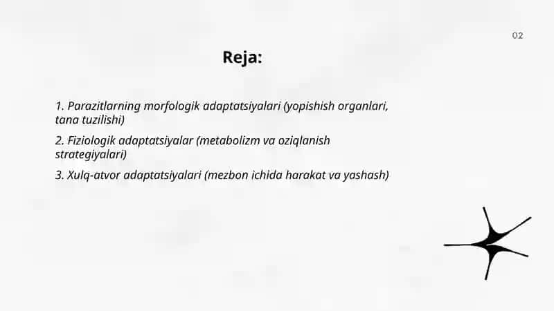 Parazitlarning adaptatsiyasi 2