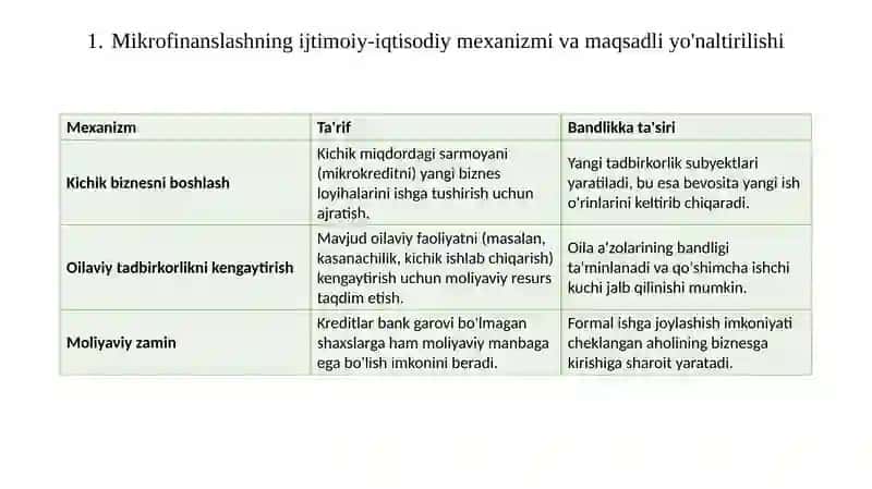Mikrokreditlash jarayonining ta'sirchanligini oshirish omillari haqida 11 betlik slayd 2