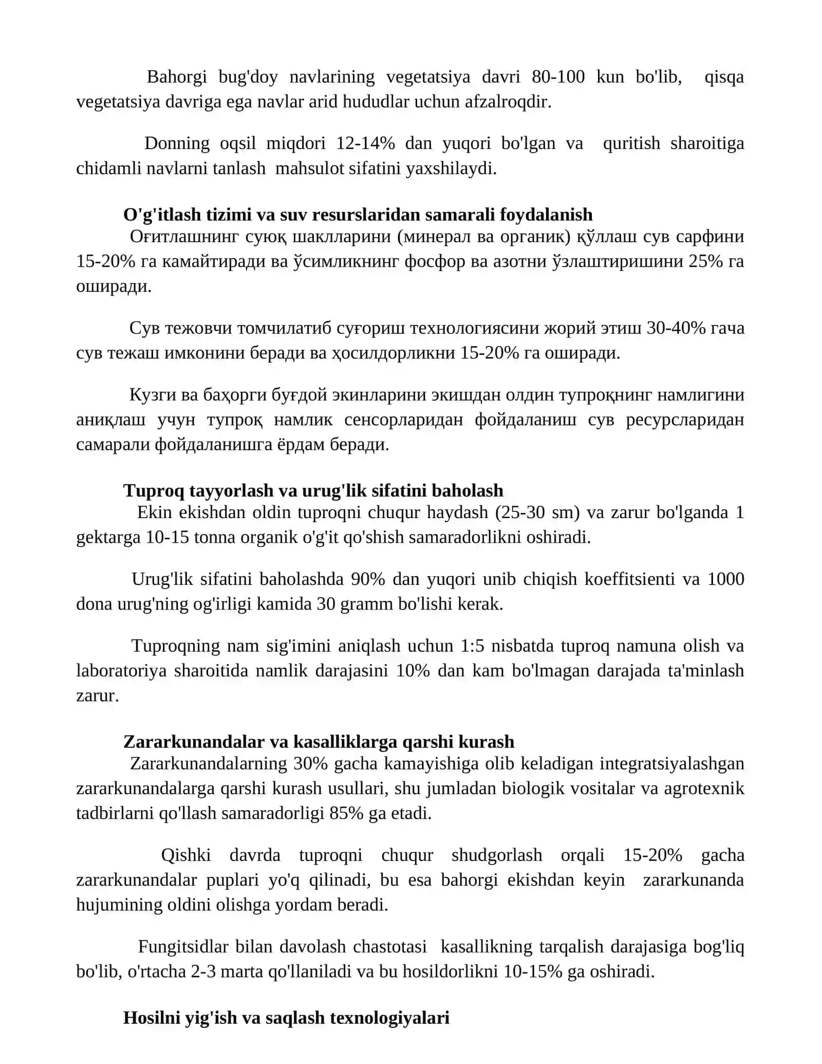 Lalmi yerlarda kuzgi va bahorgi bug`doy yetishtirish texnologiyasi 2
