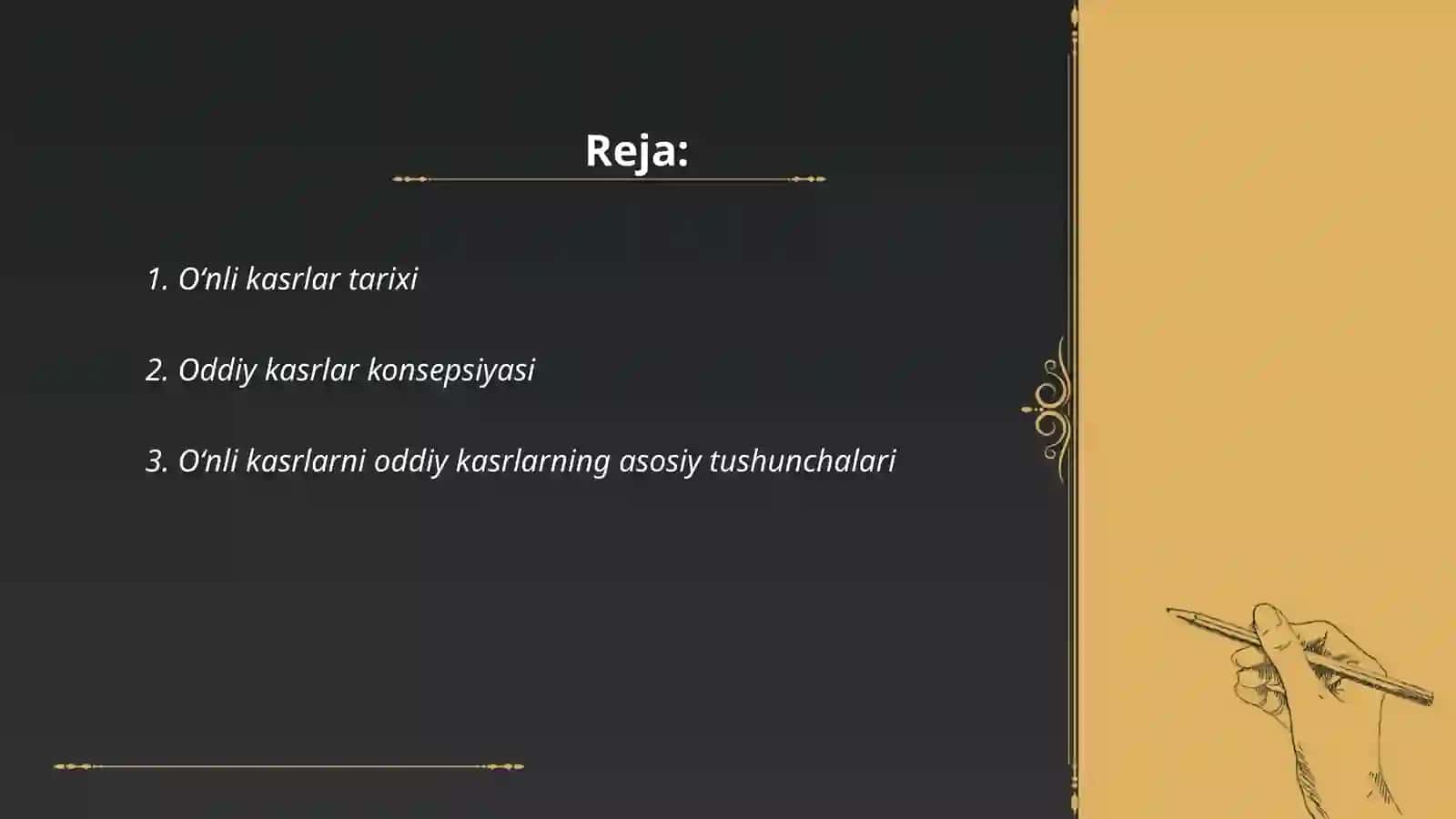 Oʻnli kasrlarni oddiy kasr koʻrinishida ifodalash 2