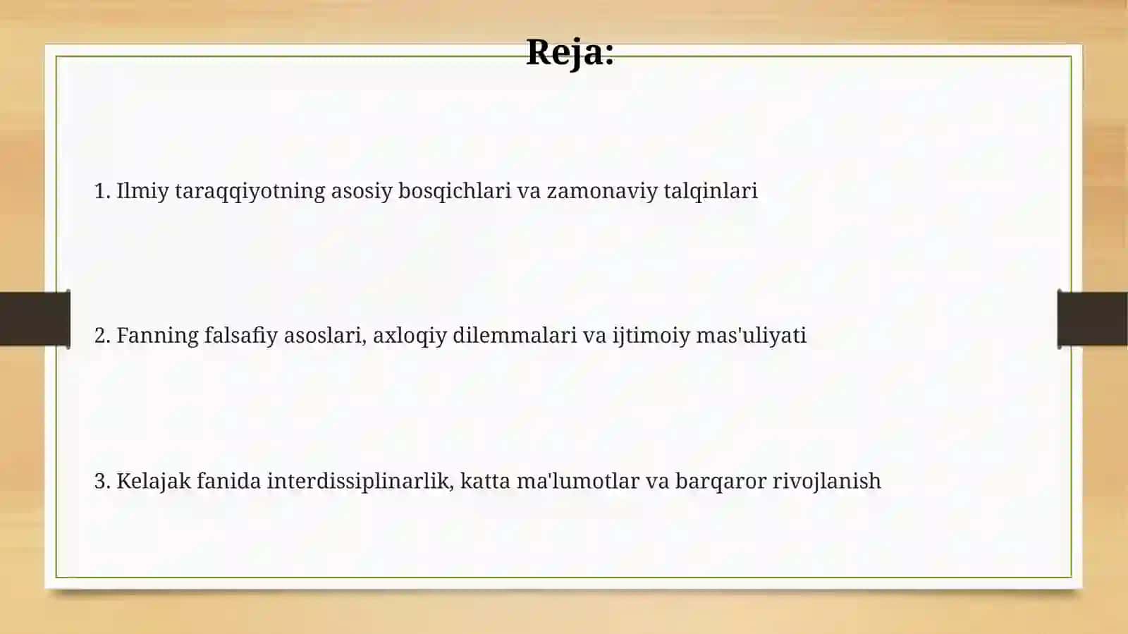 Yangi davr.Fanning rivojlanish jarayoni va uning zamonaviy talqini 2