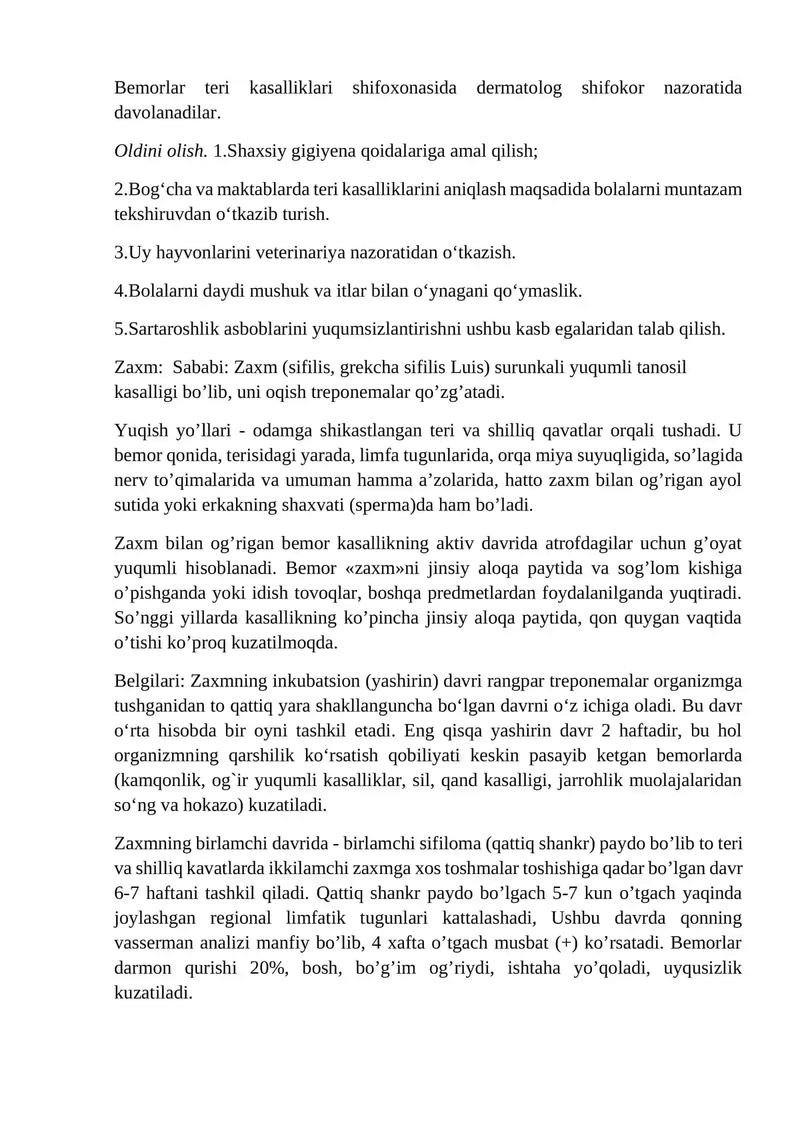 Teri va tanosil a`zolarining yuqumli kasalliklari 2