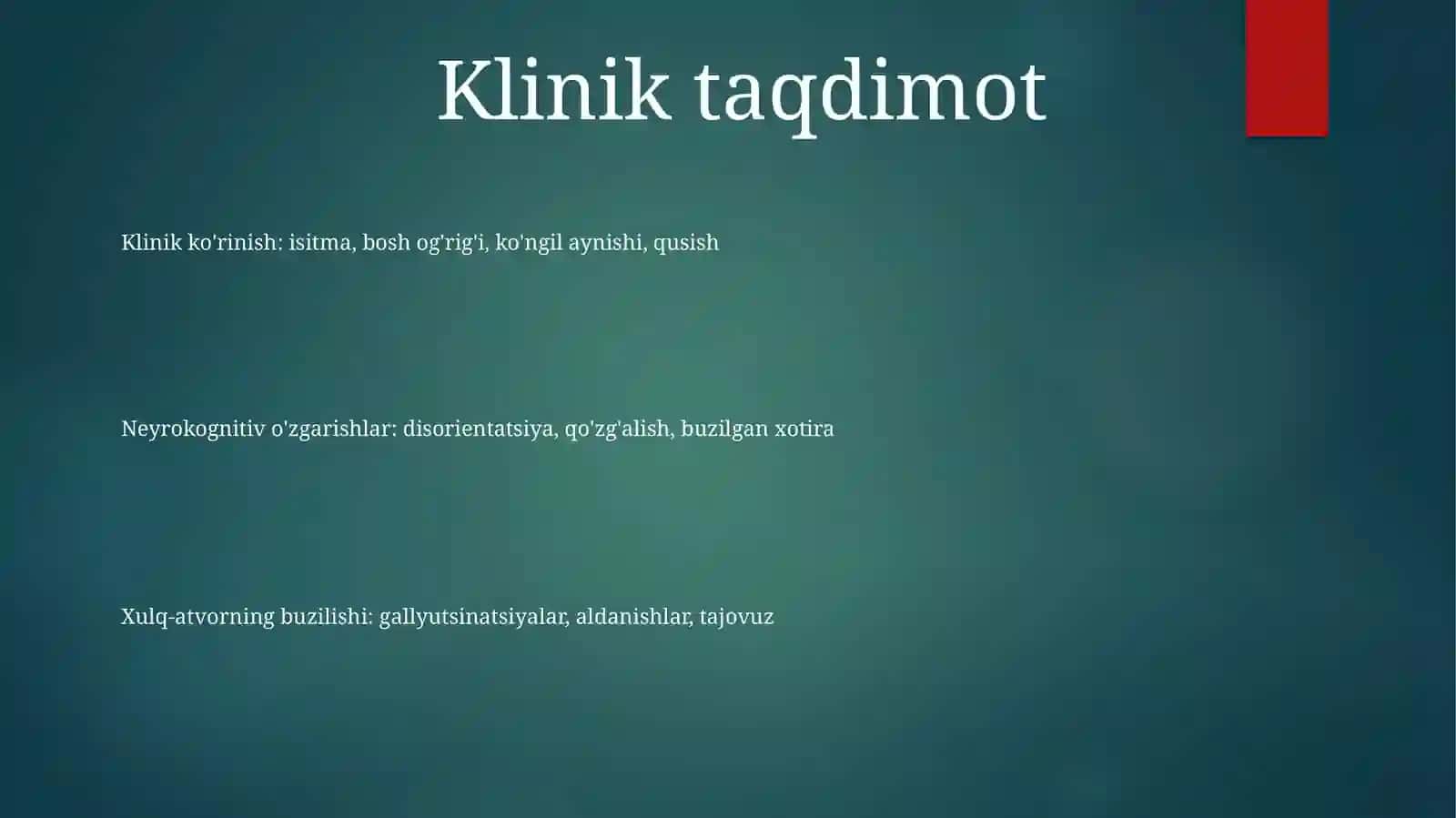 Neyroinfeksiyalardagi Ruhiy O'Zgarishlar 2