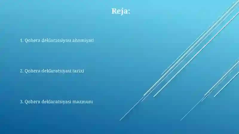 Qohira deklaratsiyasini tarixi va mazmuni borasida tahliliy maqola tayyorlash 2