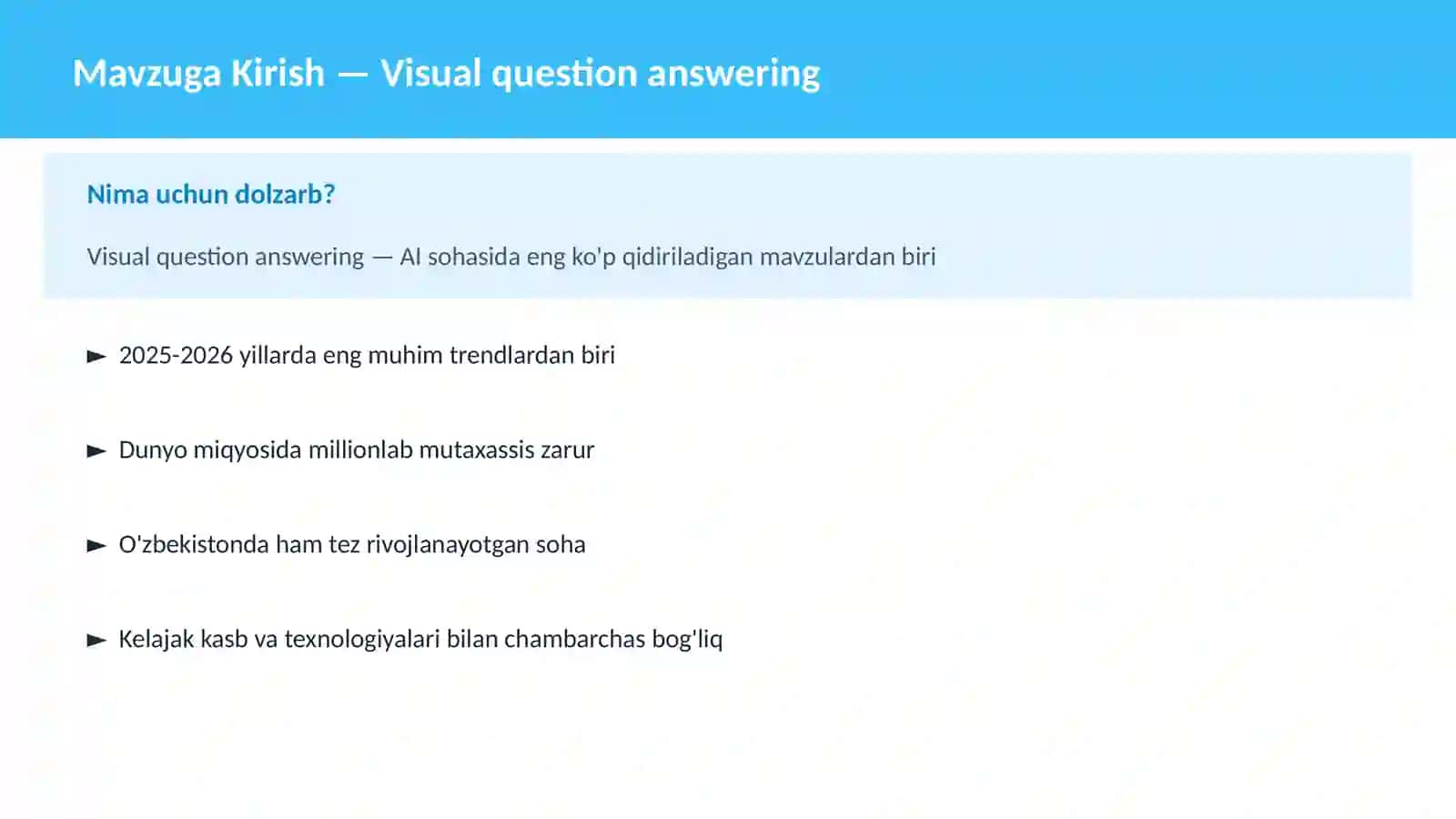 Visual question answering 2