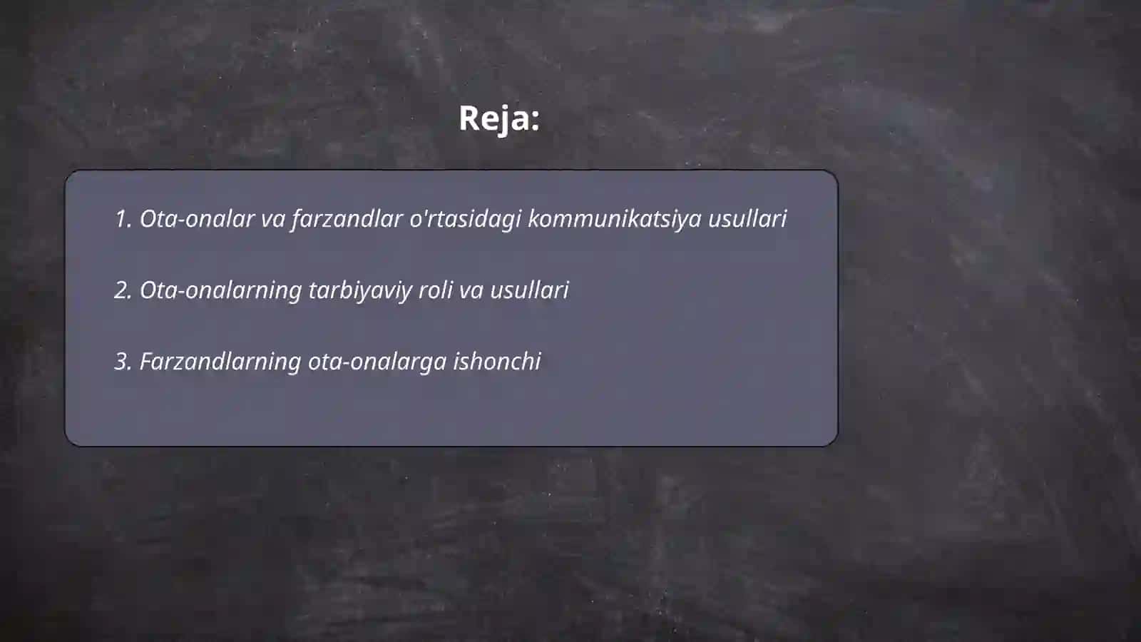 Oilada ota ona va farzandlar munosabatlarining harakteristikasi 2