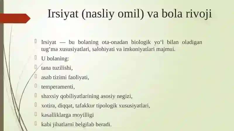 Irsiyat, muhit va bola rivoji. Bolaning sotsiumda rivojlanishi 2